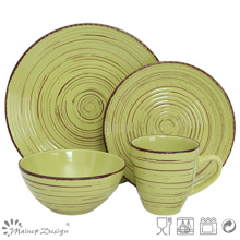 16PCS Antiquite Grün mit Pinsel Keramik-Dinner-Set
